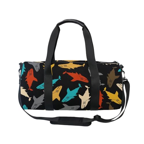 Mnsruu Sporttasche mit Schultergurt für Damen und Herren, Hai-Duffle-Tasche, Reisetraining, Workout-Tasche mit Schuhfach für Übernachtung, Wochenende, #01, Einheitsgröße, modisch von Mnsruu