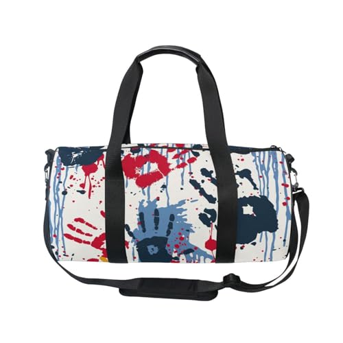 Mnsruu Sporttasche mit Schultergurt für Damen und Herren, Handabdrücke und Flecken, Reisetasche, Training, Workout-Tasche mit Schuhfach für Übernachtung, Wochenende, #01, Einheitsgröße, modisch von Mnsruu