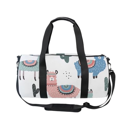Mnsruu Sporttasche mit Schultergurt für Damen und Herren, Lama- und Kaktus-Seesack, Reisetraining, Workout-Tasche mit Schuhfach für Übernachtung, Wochenende, #01, Einheitsgröße, modisch von Mnsruu