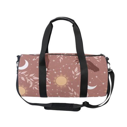 Mnsruu Sporttasche mit Schultergurt für Damen und Herren, Magische Sonne, Halbmondsterne, Astrologie, Reisetasche, Training, Workout-Tasche mit Schuhfach für Übernachtung, Wochenende, #01, von Mnsruu