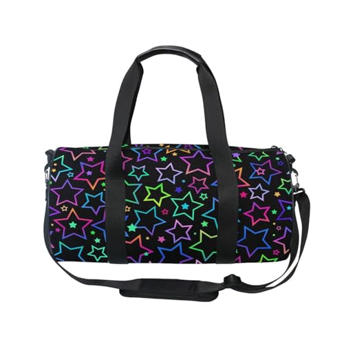Mnsruu Sporttasche mit Schultergurt für Damen und Herren, Regenbogen-Sterne, Reisetasche, Training, Workout-Tasche mit Schuhfach für Übernachtung, Wochenende, #01, Einheitsgröße, modisch von Mnsruu