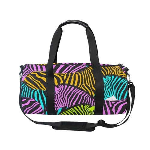 Mnsruu Sporttasche mit Schultergurt für Damen und Herren, buntes Zebramuster, nahtlos, Reisetasche, Training, Workout-Tasche mit Schuhfach für Übernachtung, Wochenende, #01, Einheitsgröße, modisch von Mnsruu