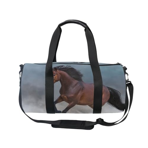 Mnsruu Sporttasche mit Schultergurt für Damen und Herren, ein Lauftasche, schwarzes Pferd, Reisetraining, Workout-Tasche mit Schuhfach für Übernachtung, Wochenende, #01, Einheitsgröße, modisch von Mnsruu