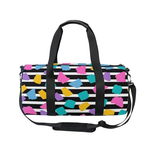 Mnsruu Sporttasche mit Schultergurt für Damen und Herren, einfaches nahtloses Muster mit buntem zerrissenem Duffle-Tasche, Reisetraining, Workout-Tasche mit Schuhfach für Übernachtung, Wochenende, von Mnsruu
