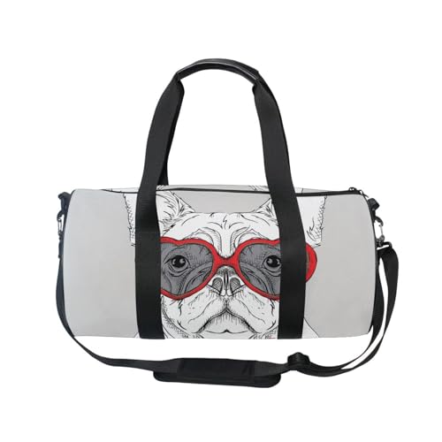 Mnsruu Sporttasche mit Schultergurt für Damen und Herren, handgezeichnete Hundetasche, Reisetraining, Workout-Tasche mit Schuhfach für Übernachtung, Wochenende, #01, Einheitsgröße, modisch von Mnsruu