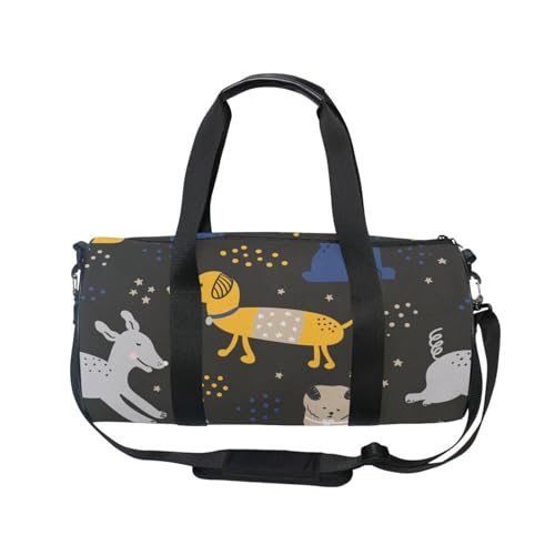 Mnsruu Sporttasche mit Schultergurt für Damen und Herren, nahtloses Muster mit niedlichem Vektor-Hundeduffle-Tasche, Reisetraining, Workout-Tasche mit Schuhfach für Übernachtung, Wochenende, #01, von Mnsruu