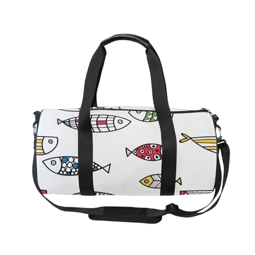 Mnsruu Sporttasche mit Schultergurt für Damen und Herren, niedliche Fisch-Duffle-Tasche, Reisetraining, Workout-Tasche mit Schuhfach für Übernachtung, Wochenende, #01, Einheitsgröße, modisch von Mnsruu