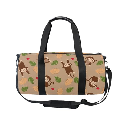Mnsruu Sporttasche mit Schultergurt für Damen und Herren, niedlicher Affe mit Bananenduffle, Reisetasche, Training, Workout-Tasche mit Schuhfach für Übernachtung, Wochenende, #01, Einheitsgröße, von Mnsruu