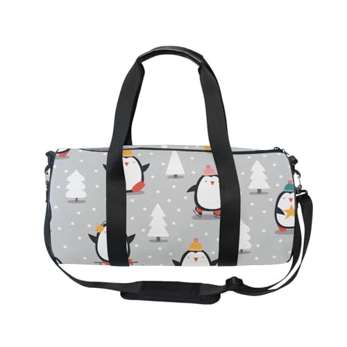 Mnsruu Sporttasche mit Schultergurt für Damen und Herren, niedlicher Pinguin, Weihnachtsbaum, Reisetasche, Training, Workout-Tasche mit Schuhfach für Übernachtung, Wochenende, #01, Einheitsgröße, von Mnsruu
