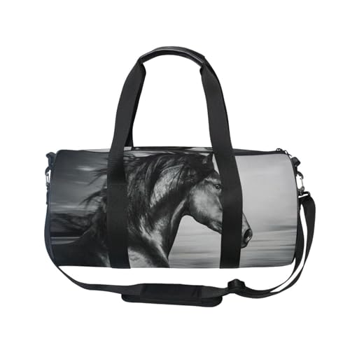 Mnsruu Sporttasche mit Schultergurt für Damen und Herren, schwarz, für Laufen, Pferd, Reisetraining, Workout-Tasche mit Schuhfach für Übernachtung, Wochenende, #01, Einheitsgröße, modisch von Mnsruu