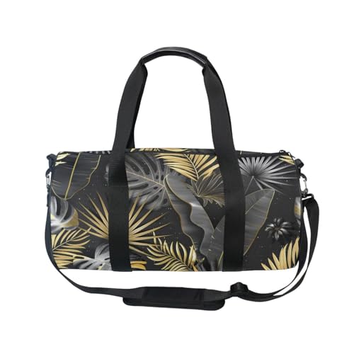 Mnsruu Sporttasche mit Schultergurt für Damen und Herren, tropische Goldblätter, Palme, Reisetasche, Training, Workout-Tasche mit Schuhfach für Übernachtung, Wochenende, #01, Einheitsgröße, modisch von Mnsruu