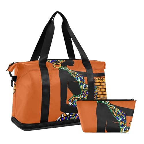 Mnsruu Sporttaschen mit afrikanischem Mädchen in ethnischem Kleid, #04, Einheitsgröße, modisch von Mnsruu