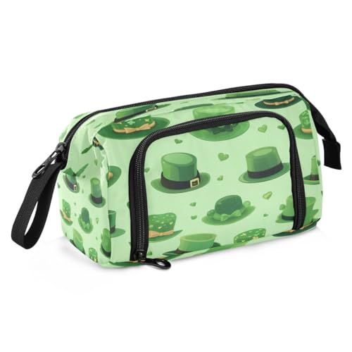 Mnsruu St. Patrick's Day Federmäppchen, großes Fassungsvermögen, Stiftetasche, Schreibwaren, Federmäppchen, Handtasche, für Studenten, Teenager, Schule, Büro, Grün, Mehrfarbig von Mnsruu