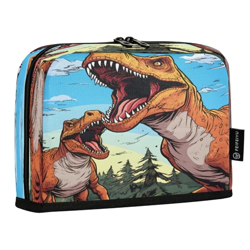 Mnsruu Stehendes Federmäppchen mit Cartoon-Dinosaurier-Motiv, große Kapazität, Stifttasche für Jungen und Mädchen, mehrschichtiges Stifteetui, Stifthalter, Schreibwaren-Organizer für Schule, Büro von Mnsruu