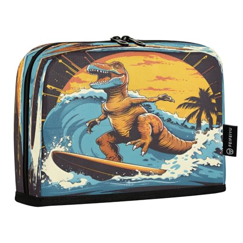 Mnsruu Stehendes Federmäppchen mit Dinosaurier-Motiv, großes Fassungsvermögen, Stifttasche für Jungen und Mädchen, mehrschichtiges Stifteetui, Stifthalter, Schreibwaren-Organizer für Schule, Büro von Mnsruu