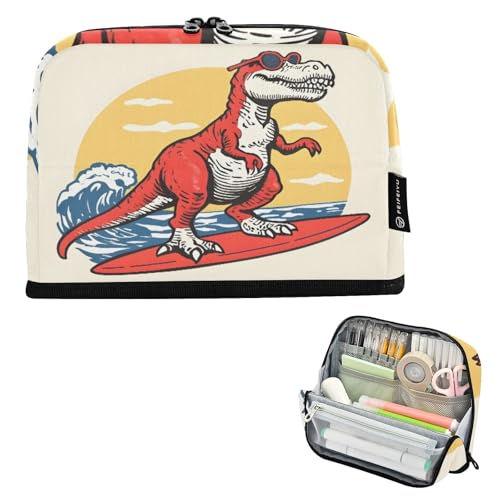 Mnsruu Stehendes Federmäppchen mit Dinosaurier-Motiv, großes Fassungsvermögen, für Jungen und Mädchen, mehrschichtiges Stifteetui, Stifthalter, Schreibwaren-Organizer für Schule, Büro, Arbeit von Mnsruu