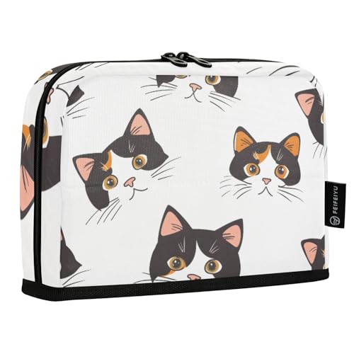 Mnsruu Stehendes Federmäppchen mit Katzenköpfen, großes Fassungsvermögen, für Jungen und Mädchen, mehrschichtiges Stifteetui, Stifthalter, Schreibwaren-Organizer für Schule, Büro, Arbeit, Schwarz von Mnsruu