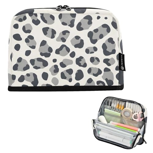 Mnsruu Stehendes Federmäppchen mit Leopardenmuster, großes Fassungsvermögen, Stifttasche für Jungen und Mädchen, mehrschichtiges Stifteetui, Stifthalter, Schreibwaren-Organizer für Schule, Büro von Mnsruu