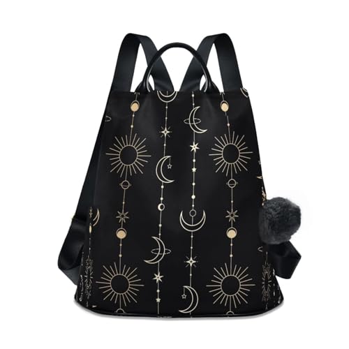 Mnsruu Sun Moon Stars Witch Anti-Diebstahl-Rucksack für Damen, modische Geldbörse, Reisetasche, Schultertasche, Rucksack, Schulrucksack, #01 von Mnsruu