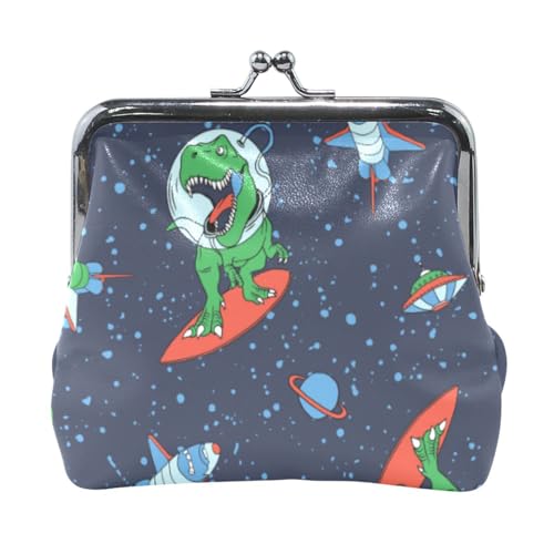 Mnsruu Tragbare Münzgeldbörsen für Frauen und Mädchen, Astronauten-Dinosaurier-Beutel, Mini-Geldbörse, Kiss-Lock Kleingeldbörse, kleine Ledergeldbörsen für Frauen, Mädchen, Kreditkarten, Schlüssel, von Mnsruu
