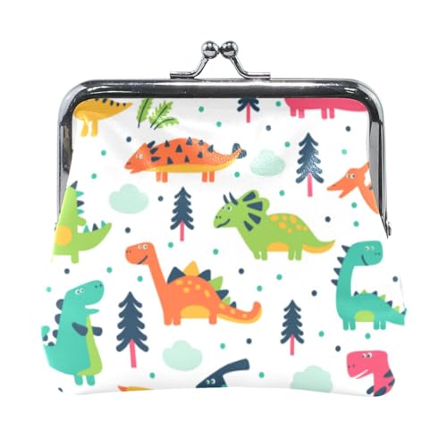 Mnsruu Tragbare Münzgeldbörsen für Frauen und Mädchen, Dinosaurier, Palmen, Tasche, Mini-Geldbörse, Kiss-Lock Kleingeldbörse, kleine Ledergeldbörsen für Frauen, Mädchen, Kreditkarten, Schlüssel, von Mnsruu