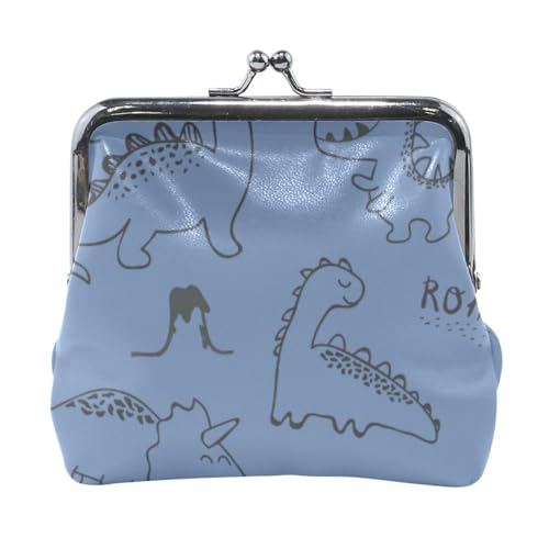 Mnsruu Tragbare Münzgeldbörsen für Frauen und Mädchen, Dinosaurier, Triceratops, Tyrannosaurus, Rex-Tasche, Mini-Geldbörse, Kiss-Lock Kleingeldbörse, kleine Ledergeldbörsen für Frauen, Mädchen, von Mnsruu