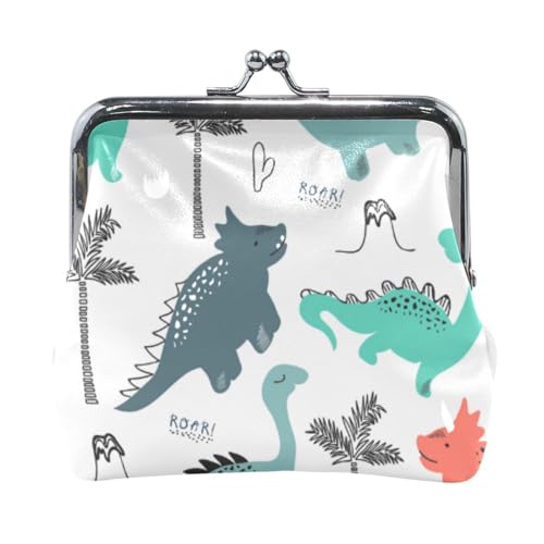 Mnsruu Tragbare Münzgeldbörsen für Frauen und Mädchen, Dinosaurier-Baumtasche, Mini-Geldbörse, Kiss-Lock-Geldbörse, kleine Ledergeldbörsen für Frauen, Mädchen, Kreditkarten, Schlüssel, Münzen, von Mnsruu