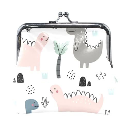 Mnsruu Tragbare Münzgeldbörsen für Frauen und Mädchen, Dinosaurier-Muster, Mini-Geldbörse, Kiss-Lock-Geldbörse, kleine Ledergeldbörsen für Frauen, Mädchen, Kreditkarten, Schlüssel, Münzen, Headset, von Mnsruu
