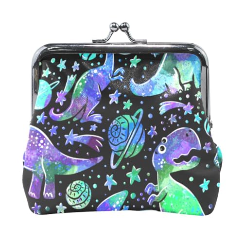 Mnsruu Tragbare Münzgeldbörsen für Frauen und Mädchen, Dinosaurier im Weltraum, Mini-Geldbörse, Kiss-Lock Kleingeldbörse, kleine Ledergeldbörsen für Frauen, Mädchen, Kreditkarten, Schlüssel, Münzen, von Mnsruu