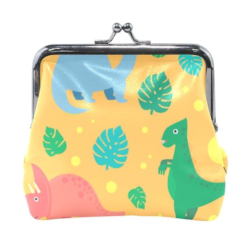 Mnsruu Tragbare Münzgeldbörsen für Frauen und Mädchen, Dschungel und Dinosaurier, Mini-Geldbörse, Kiss-Lock-Geldbörse, kleine Ledergeldbörsen für Frauen, Mädchen, Kreditkarten, Schlüssel, Münzen, von Mnsruu
