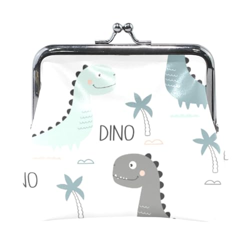 Mnsruu Tragbare Münzgeldbörsen für Frauen und Mädchen, Muster von niedlichen Dinosauriern, Mini-Geldbörse, Kiss-Lock-Geldbörse, kleine Ledergeldbörsen für Frauen, Mädchen, Kreditkarten, Schlüssel, von Mnsruu