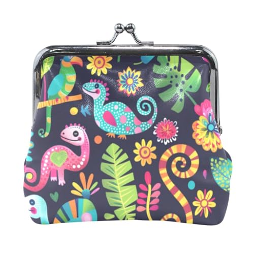 Mnsruu Tragbare Münzgeldbörsen für Frauen und Mädchen, Regenbogen-Dinosaurier-Beutel, Mini-Geldbörse, Kiss-Lock Kleingeldbörse, kleine Ledergeldbörsen für Frauen, Mädchen, Kreditkarten, Schlüssel, von Mnsruu
