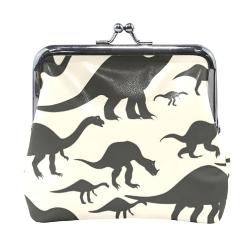 Mnsruu Tragbare Münzgeldbörsen für Frauen und Mädchen, Silhouetten von schwarzen Dinosauriern, Mini-Geldbörse, Kiss-Lock-Geldbörse, kleine Ledergeldbörsen für Frauen, Mädchen, Kreditkarten, Schlüssel, von Mnsruu