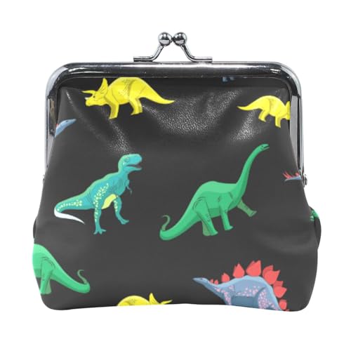 Mnsruu Tragbare Münzgeldbörsen für Frauen und Mädchen, Tier-Dinosaurier-Muster, Mini-Geldbörse, Kiss-Lock-Geldbörse, kleine Ledergeldbörsen für Frauen, Mädchen, Kreditkarten, Schlüssel, Münzen, von Mnsruu