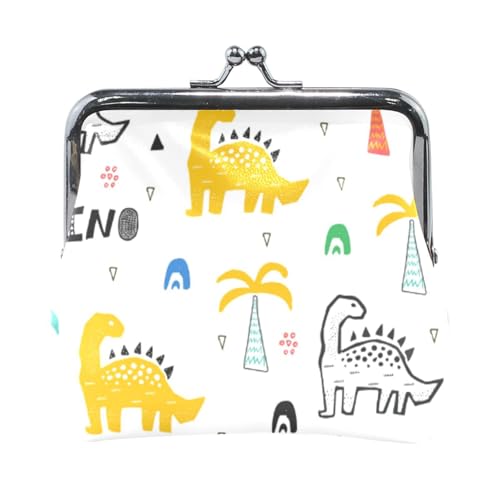 Mnsruu Tragbare Münzgeldbörsen für Frauen und Mädchen, abstrakte tropische Dinosaurier-Tasche, Mini-Geldbörse, Kiss-Lock-Geldbörse, kleine Ledergeldbörsen für Frauen, Mädchen, Kreditkarte, Schlüssel, von Mnsruu