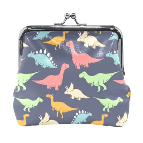 Mnsruu Tragbare Münzgeldbörsen für Frauen und Mädchen, bunte Dinosaurier-Beutel, Mini-Geldbörse, Kiss-Lock Kleingeldbörse, kleine Ledergeldbörsen für Frauen, Mädchen, Kreditkarten, Schlüssel, Münzen, von Mnsruu