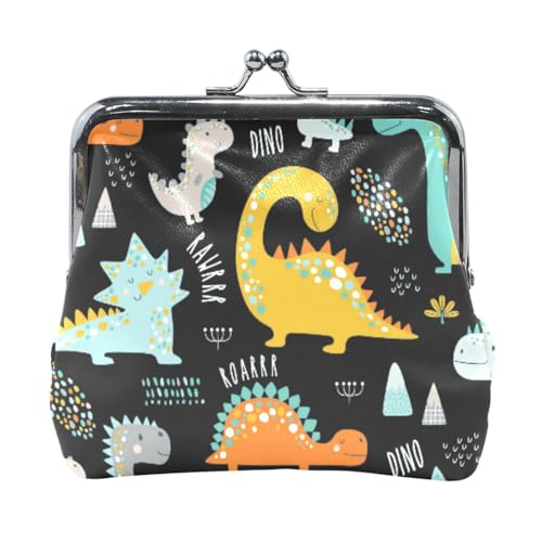 Mnsruu Tragbare Münzgeldbörsen für Frauen und Mädchen, bunte Dinosaurier-Drucke, Mini-Geldbörse, Kiss-Lock-Geldbörse, kleine Ledergeldbörsen für Frauen, Mädchen, Kreditkarten, Schlüssel, Münzen, von Mnsruu