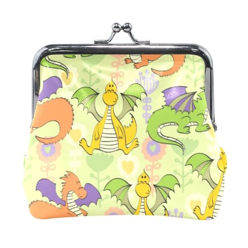Mnsruu Tragbare Münzgeldbörsen für Frauen und Mädchen, fantastische Dinosaurier-Tasche, Mini-Geldbörse, Kiss-Lock-Geldbörse, kleine Ledergeldbörsen für Frauen, Mädchen, Kreditkarten, Schlüssel, von Mnsruu
