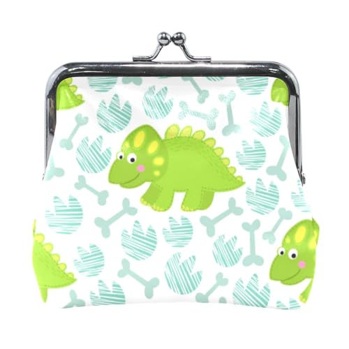 Mnsruu Tragbare Münzgeldbörsen für Frauen und Mädchen, grüner Dinosaurier-Beutel, Mini-Geldbörse, Kiss-Lock Kleingeldbörse, kleine Ledergeldbörsen für Frauen, Mädchen, Kreditkarten, Schlüssel, Münzen, von Mnsruu