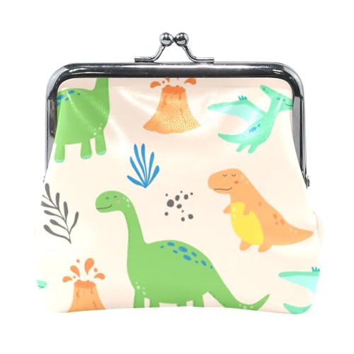 Mnsruu Tragbare Münzgeldbörsen für Frauen und Mädchen, grüner Dinosaurier-Beutel, Mini-Geldbörse, Kiss-Lock Kleingeldbörse, kleine Ledergeldbörsen für Frauen, Mädchen, Kreditkarten, Schlüssel, Münzen, von Mnsruu