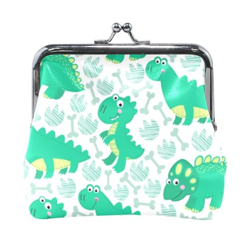 Mnsruu Tragbare Münzgeldbörsen für Frauen und Mädchen, grüner Dinosaurier-Vektorbeutel, Mini-Geldbörse, Kiss-Lock Kleingeldbörse, kleine Ledergeldbörsen für Frauen, Mädchen, Kreditkarte, Schlüssel, von Mnsruu
