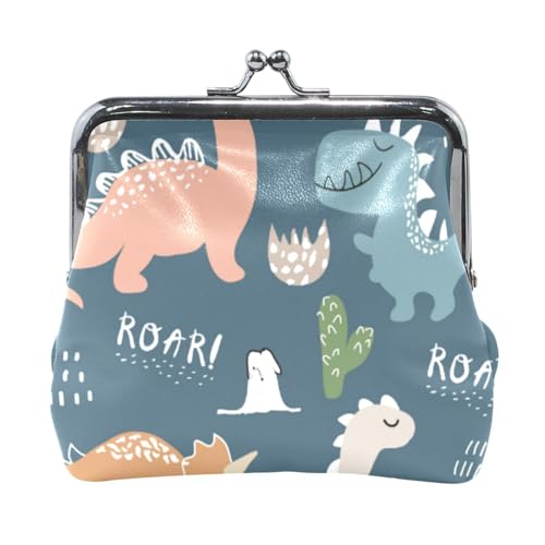 Mnsruu Tragbare Münzgeldbörsen für Frauen und Mädchen, kindliche Dinosaurier-Tasche, Mini-Geldbörse, Kiss-Lock-Geldbörse, kleine Ledergeldbörsen für Frauen, Mädchen, Kreditkarten, Schlüssel, Münzen, von Mnsruu