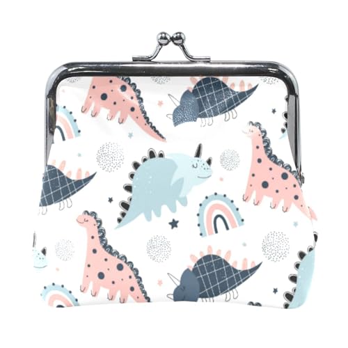 Mnsruu Tragbare Münzgeldbörsen für Frauen und Mädchen, niedliche Dinosaurier, Sterne, Regenbogenbeutel, Mini-Geldbörse, Kiss-Lock-Geldbörse, kleine Ledergeldbörsen für Frauen, Mädchen, Kreditkarte, von Mnsruu