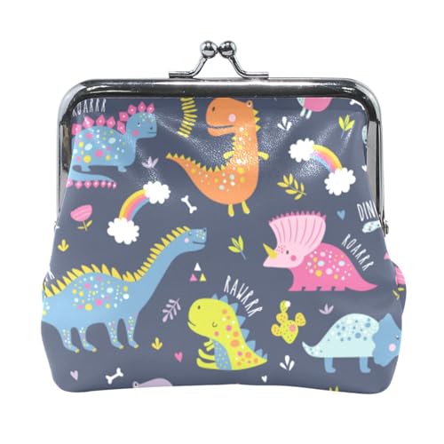 Mnsruu Tragbare Münzgeldbörsen für Frauen und Mädchen, niedlicher Dinosaurier-Dino-Tierdruck, Mini-Geldbörse, Kiss-Lock-Geldbörse, kleine Ledergeldbörsen für Frauen, Mädchen, Kreditkarten, Schlüssel, von Mnsruu