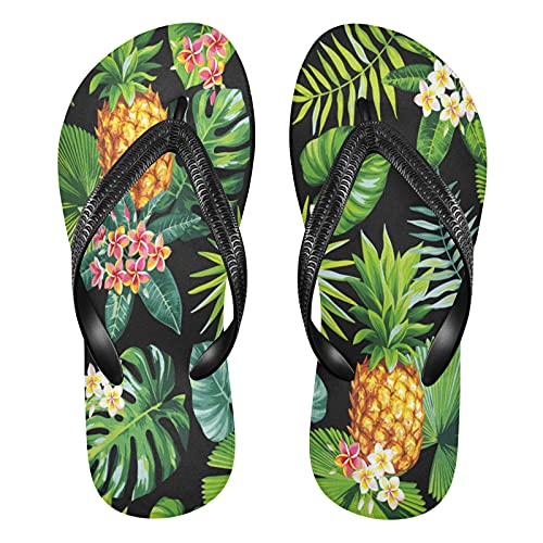 Mnsruu Tropical Palm Leaf Tree Flamingo Bird Flip Flops Flip Flops Sandalen Home Hausschuhe Hotel Spa Schlafzimmer Reisen XXL für Männer Frauen von Mnsruu