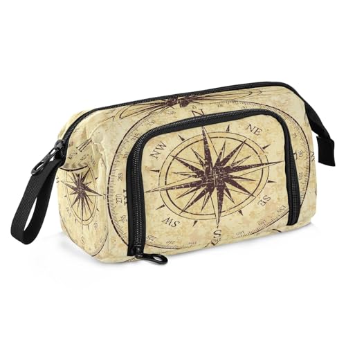Mnsruu Vintage Grunge Kompass Federmäppchen Große Kapazität Federmäppchen Schreibwaren Tasche für Büro Schule, mehrfarbig, Schulranzen von Mnsruu