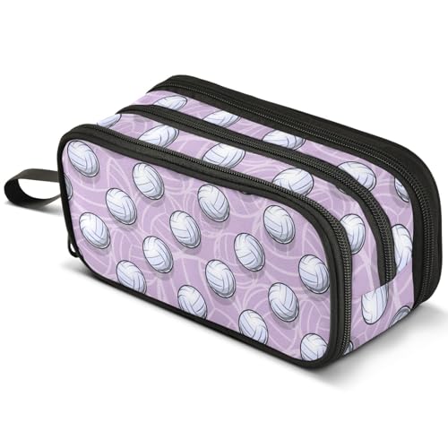 Mnsruu Volleyball-Ball-Grafik-Federmäppchen, großes Fassungsvermögen, Stifteetui mit 3 Fächern, Stifthalter, Organizer, Schreibwaren-Tasche, A658, Kinderrucksack von Mnsruu
