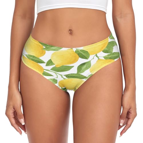 Mnsruu Yellow Lemon Damen-Unterwäsche, bequem, mittlere Taille, atmungsaktiv, Stretch-Unterhose, Gelbe Zitrone., 42 von Mnsruu