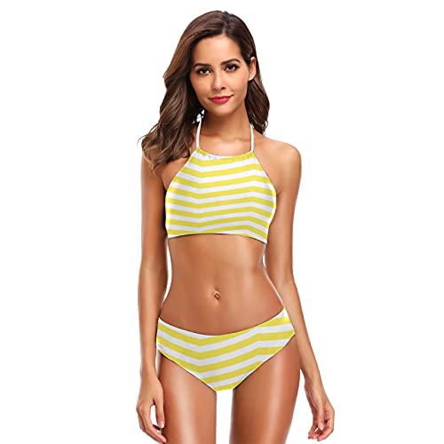 Mnsruu Zickzack-Bikini mit Zickzack-Muster, für Damen, mit hoher Taille, gepolstert, 2-teilig Gr. Large/X-Large, mehrfarbig von Mnsruu