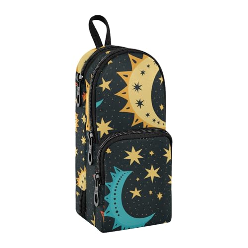 Moon Stars Federmäppchen, großes Fassungsvermögen, Stifttasche mit Fach, für Schüler, Schultasche, Schreibwaren-Organizer, Federmäppchen, Marker-Etui für Schule, Büro, Arbeit, Schwarz, Moon Stars von Mnsruu